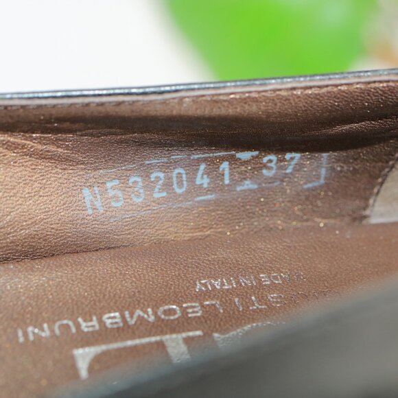 AGL Womens Loafer Size 37 7 Black Leather Pointed Cap Toe SlipOn Flat Shoe Italy - Picture 10 of 11